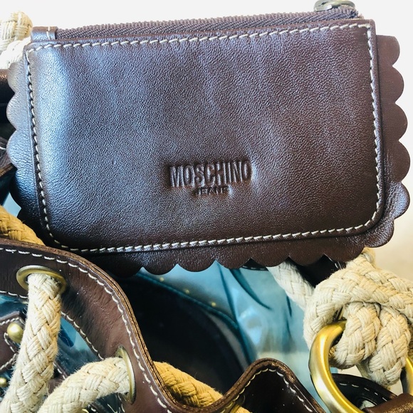 MOSCHINO LOVE clear blue rope handle bag w/pouch - Picture 10 of 10